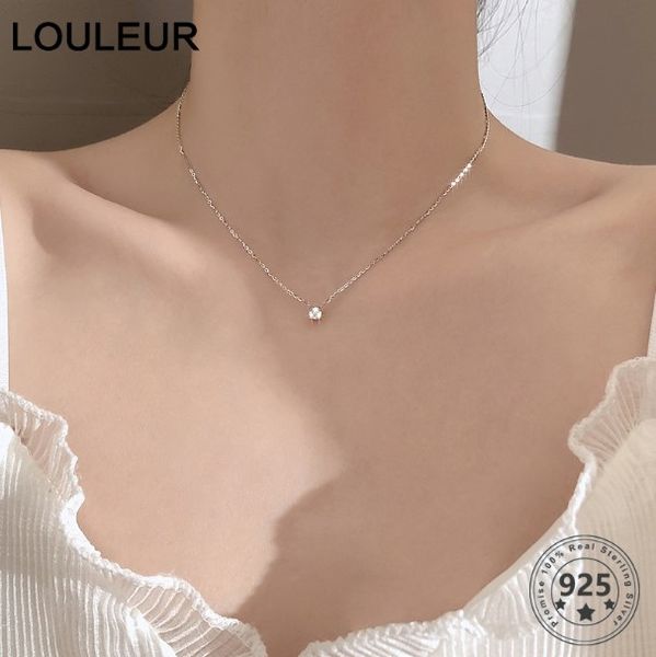 

louleur 925 sterling silver necklace 0.3cm/0.4cm/0.5cm zircon necklace for women summer fashion jewelry