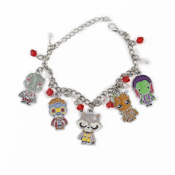 

movie guardians of the galaxy charm bracelet starlord groot rocket drax gamora jewelry gifts, Black