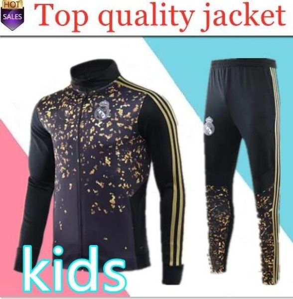 

kids jacket tracksuit 2019 2020 real madrid soccer jacket italy tracksuit survetement 19 20 mbappe messi jogging football jacket chandal, Black