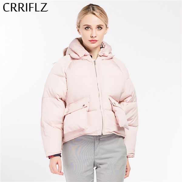 

crriflz autumn winter collection women coat basic jacket woman short hooded bread parkas warm winter coat women, Black;brown