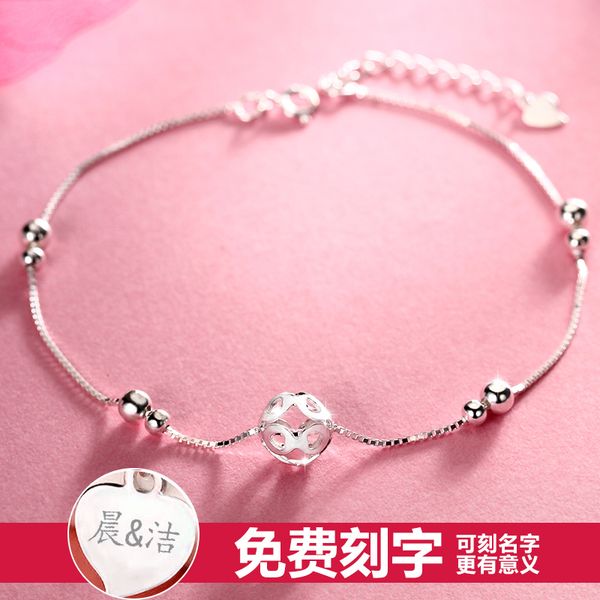 

palace bell 925 sterling silver anklet womens bell retro korean version of the simple-sen department of smaller design armlets, Red;blue