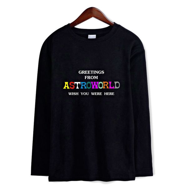 

2018 summer mens designer sweatshirt travis scott astroworld long sleeves aw tshirt letters print black white gray, White;black