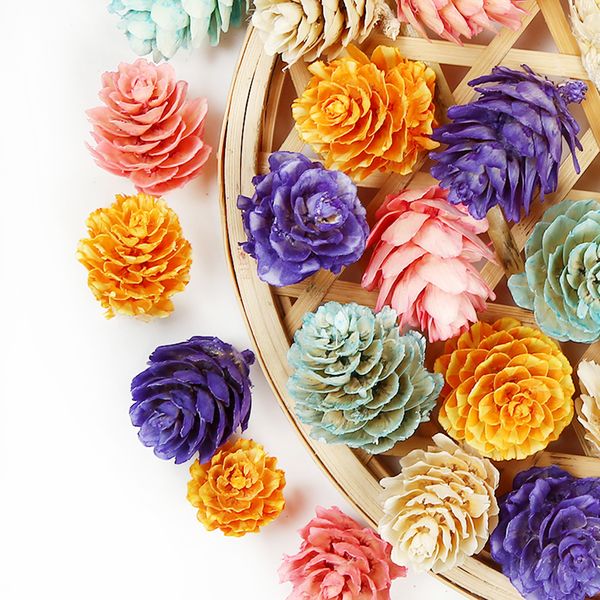 

20pcs/lot handmade mini color pine cone artificial plant wedding home decoration diy wreath accessories scrapbook gift box
