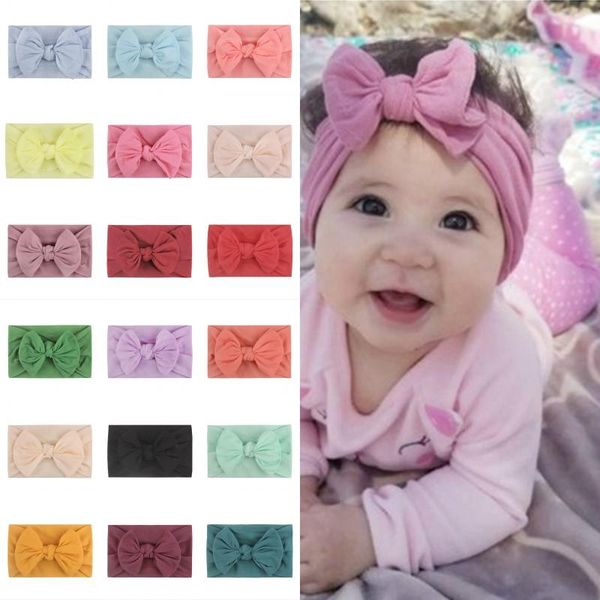 

23 styles handmade nylon headband big hair bow girl's headbands elastic hair accessories for newborns toddler infants kids children, Slivery;white