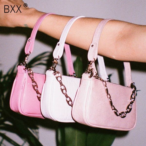 

bxx] mini pu leather shoulder bags for women 2020 chain design hand bag female travel solid color simple purses hl603