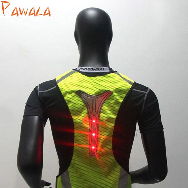 

reflective safety vest working clothes provides high visibility day night led light for cycling outdoor running jogging warning, Black