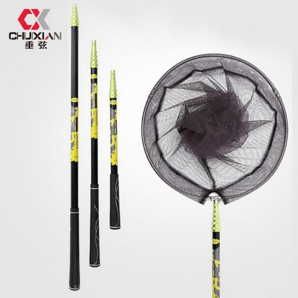 

fishing net fish landing net foldable collapsible pole handle durable mesh x85