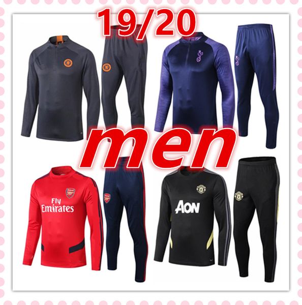 

new 2019 2020 men soccer tracksuit 19 20 mens sportswear football tracksuits jackets jogging chandal futbol survÃªtement de football, Black