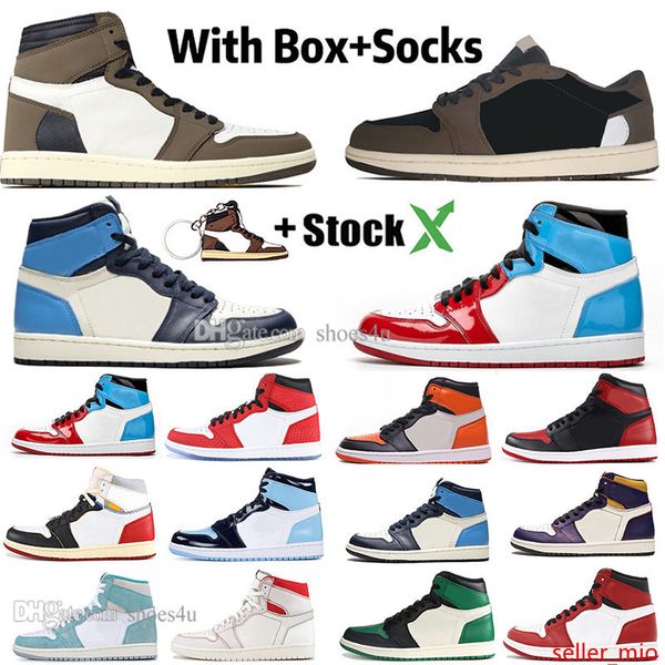 

new 1 high travis scotts low fearless obsidian mens basketball shoes spiderman unc 1s 3 banned bred toe men sport designer sneakers