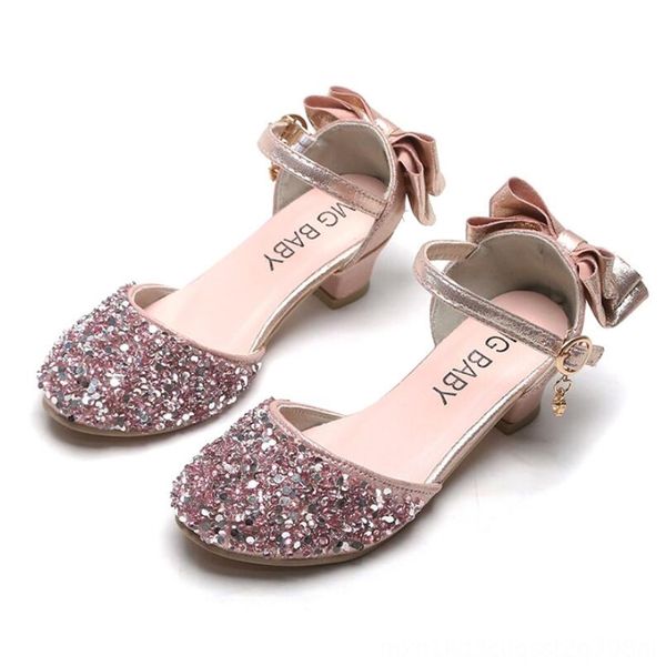 

summer girls high heel princess sandals children sandals shoes glitter leather girls kids shoes for party dress weddin party sneakers, Black;red