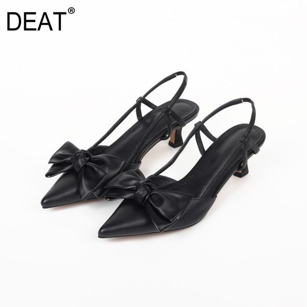 

deat] 2020 new spring summer sharp toe shallow bowknot buckle strap sweet small thin heels sandals for women shoes tide 10g940, Black