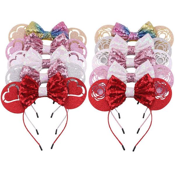 10 стилей День Святого Валентина девушки любят сердце роза блесток лук палочки для волос детские волосы банты повязки петля для волос для детей аксессуары