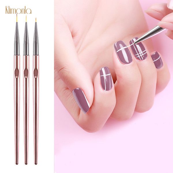 

3pcs nail art painting pen uv gel champagne color handle diy nail drawing striping line brush manicure salon beauty tool kits, Yellow