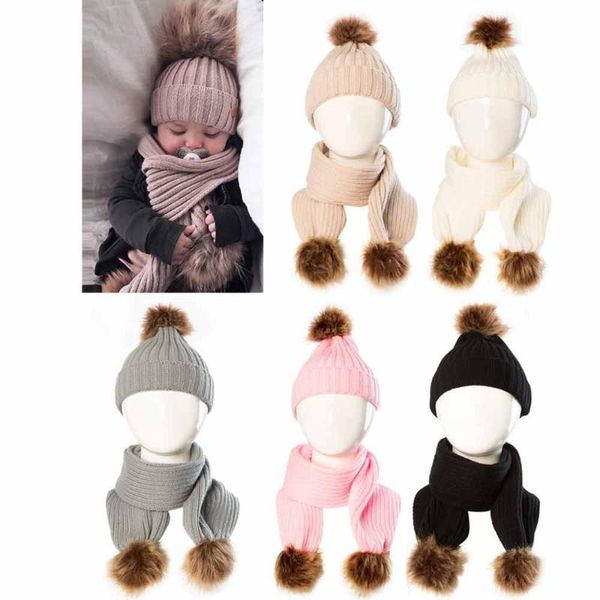 

baby cute winter kids baby hats aby infant winter warm crochet knit hat beanie cap keep warm set cute hat scarf, Yellow