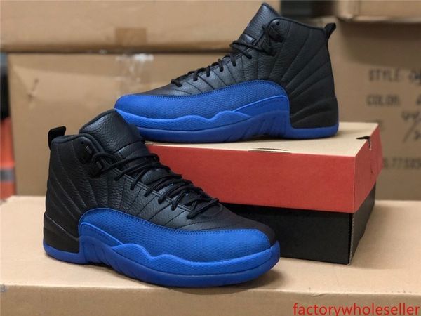 

with new 12 xii game blue black 12s men basketball shoes sports designer sneakers outdoor trainers 2019 size 7-13