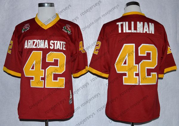 2020 ASU Pat Tillman Red Vintage Jersey 1997 Rose Bowl #42 NCAA Arizona ...