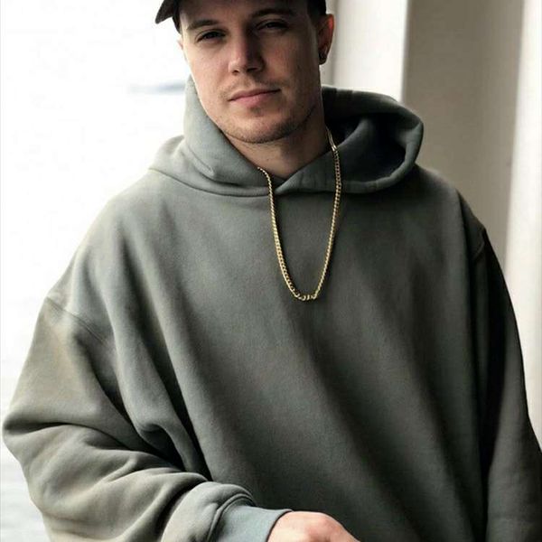

mens hoodies season6 calabasas hooded sweater solid color washed casual high street fashion hooded sweatshirt, Black