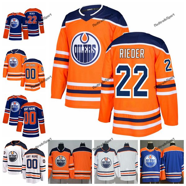 

2019 customize edmonton oilers tobias rieder hockey jerseys alternate mens new blue orange 22 tobias rieder stitched jerseys shirts s-xxxl, Black;red