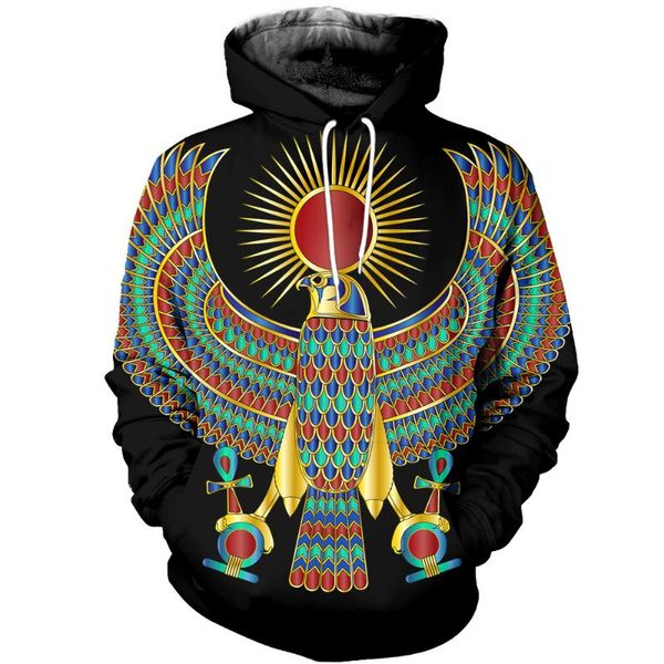 

2020 fashion men retro ancient egypt horus god print 3d india native hoodies vintage sweatshirt zipper hoodies top, Black