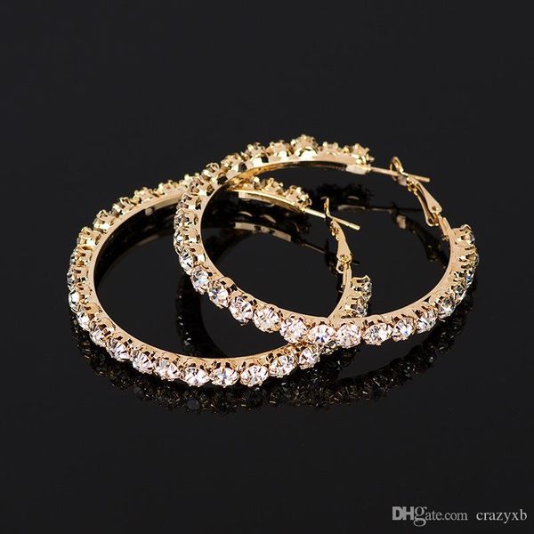

yfjewe 2020 new crystal rhinestone earrings women gold sliver hoop earrings fashion jewelry earrings for women #e029, Golden;silver