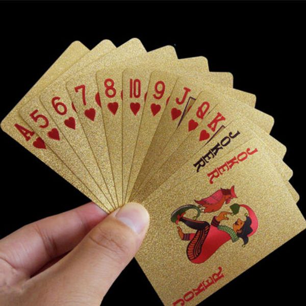 

1 комплект игральных карт колода золотая фольга покер золотые пластиковые водонепроницаемые карты