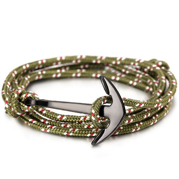 

fashion black anchor bracelet men's charm survival rope chain leather friendship bracelet men and women jewelry