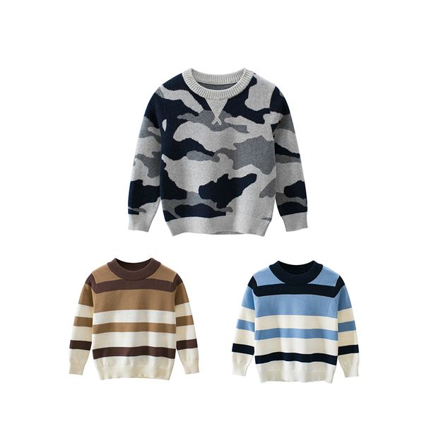 

Autumn Winter Boy Pullover Sweater Kids Striped Ribbed Knitting Sweater Children Soft Clothes Boys Tops Clothing Outfit