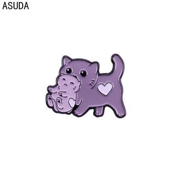 

cute cat brooches and cartoon cat child love enamel pins men women fashion jewelry gifts anime movie novel lapel badges, Gray