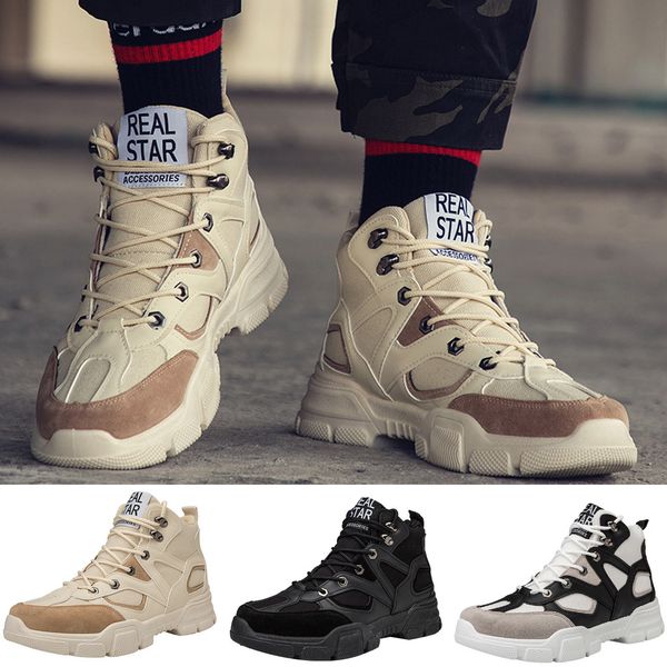 

jaycosin 2019 the new men's hiking outdoor sneakers tooling cloth shoes resistant thick desert boots july 25 p30, Black