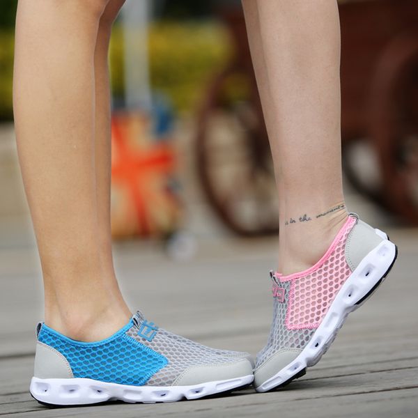 

2018 summer new style women's slip-on loafers men's korean-style couples breathable casual mesh cloth shoes, Black