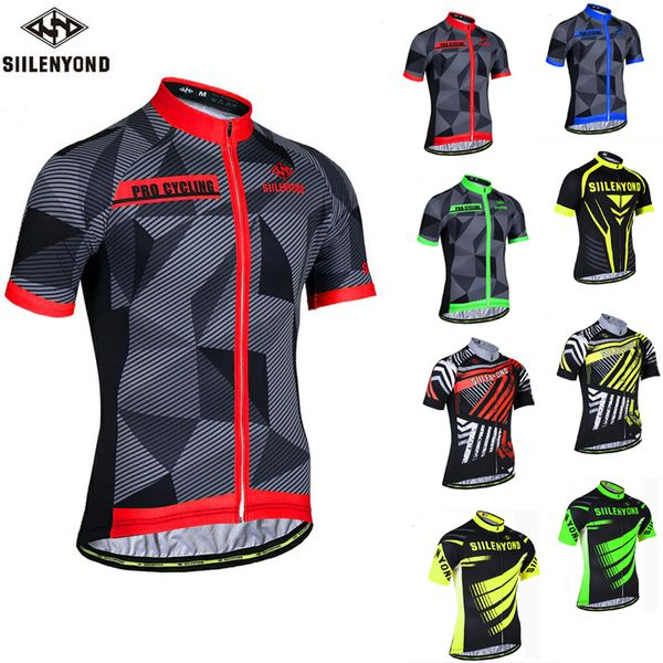 

siilenyond cycling jersey men breathable men short sleeve ropa ciclismo mtb bike clothes quick dry breathable bicycle clothing, Black;red