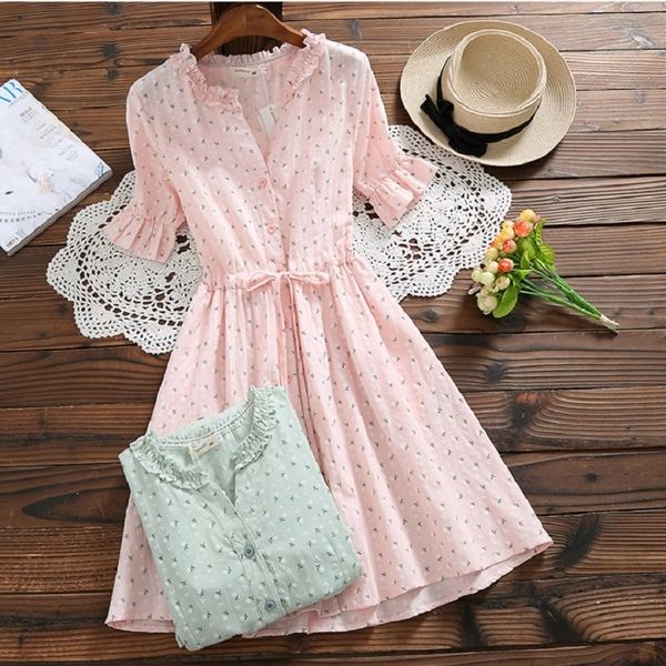 

ladies dresses women dress girl sweet summer women floral print string female vestidos jacquard cotton pink green cute dress, Black;gray