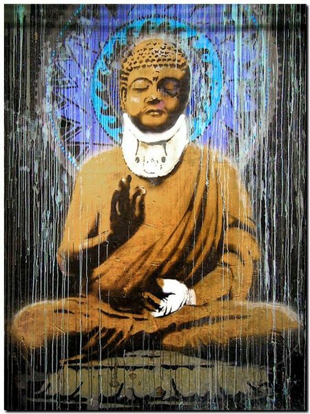 

banksy street art buddha home wall art decor handpainted &hd print oil painting on canvas wall art canvas pictures 190827