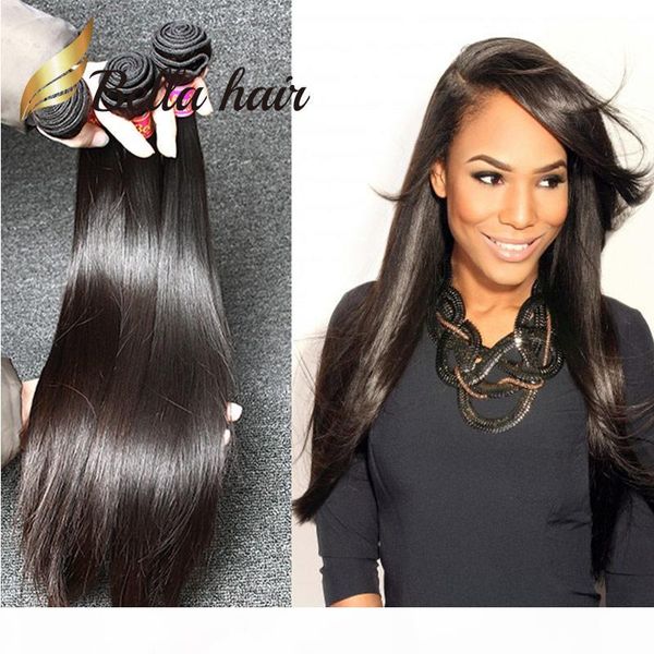 

popular raw indian hair weft 3 bundles unprocessed human silky straight hair bundles natural color human hair weaves, Black