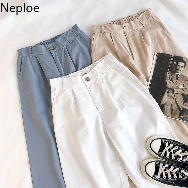 

neploe корейский harajuku сплошной цвет широкие брюки прямые свободные брюки с высокой талией повседневная мода панталоны 2020 новый 1c890, Black;white