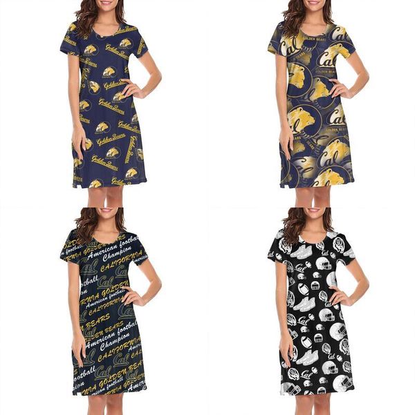 

womens design printing california golden bears football logo blue white plus size shirt dress make a band hip hop loungewear fashion, Black;gray