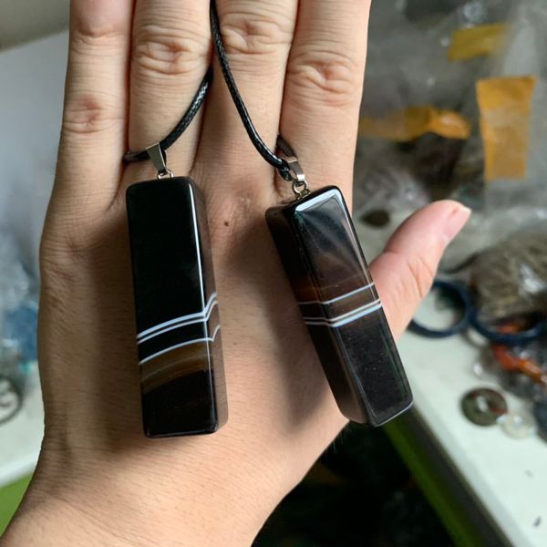 

cuboid shape sardonyx agate necklace pendant natural stone pendant diy jewelry pendant for man for woman wholesale, Silver