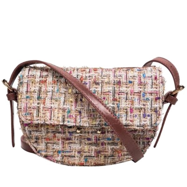 

fiber knit shoulder bag laies saddle bag wool crossbody for women half round messenger purse