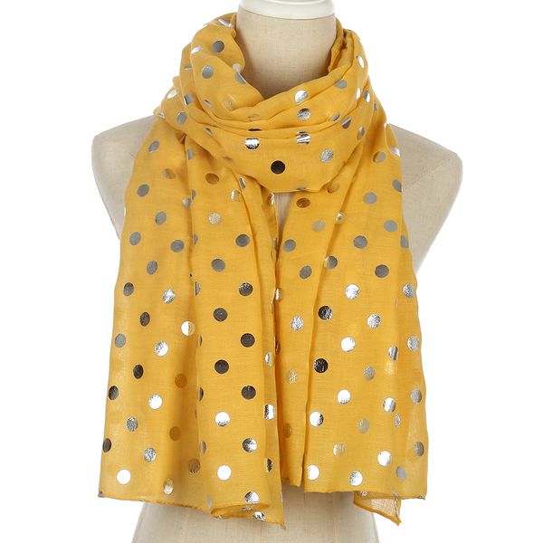 

foxmother new fashion shiny foil sliver yellow dot scarf for womens