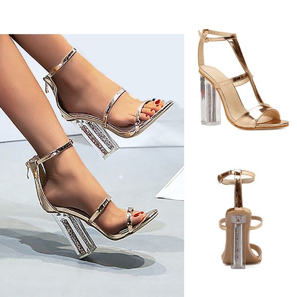 

chunky heel summer wedding shoes fashion peep toe t-strap designer high heels women banquet dress shoes, Black