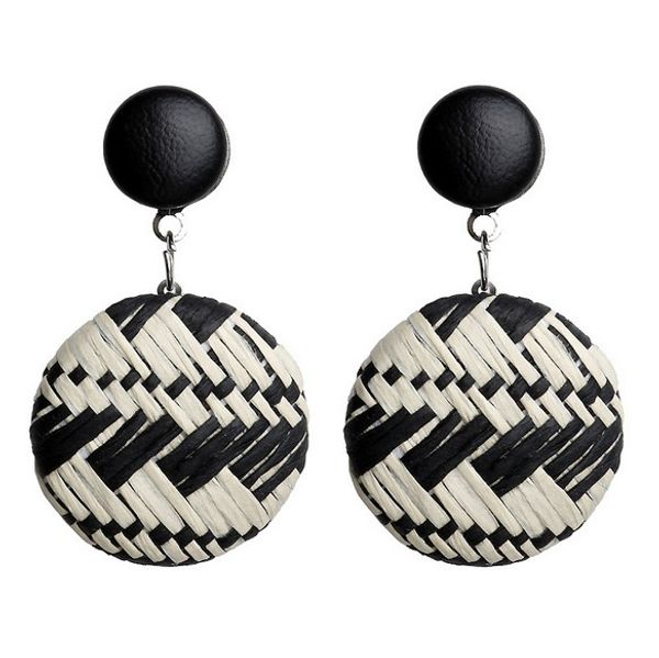 

bohemian button earrings for womens woven plastic national style earrings, Silver