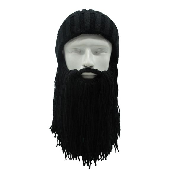 

outdoor funny warm sports cool knit hats men's gag face mask barbarian autumn winter hat, Black;white