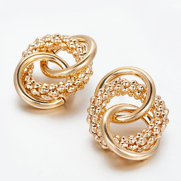 

aensoa 3 colors punk metal simple twistted round big earrings personality fashion gold silver color drop earrings women jewelry
