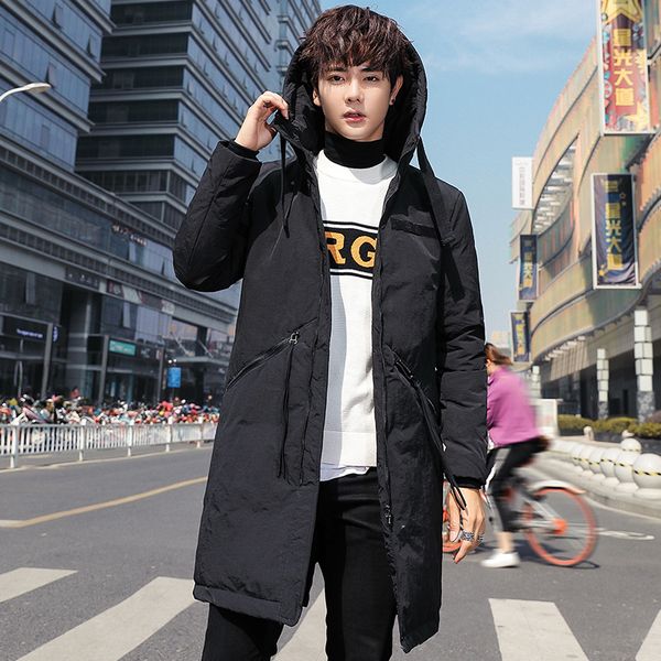 

new winter loose men's long warm jacket winter fashion jacket black