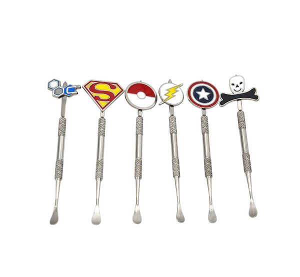 

Hot Wax Dabber Tools With Pokeball Batman Captain Superhero Flash and Skull Design Stickers Wax Jar Dab Tool For Dry Herb 120mm Vax