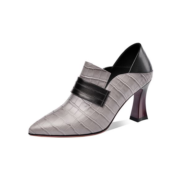 

2020 new arrival women elegant party prom pumps spring autumn fashion shoes genuine leather brand shoes woman, Black