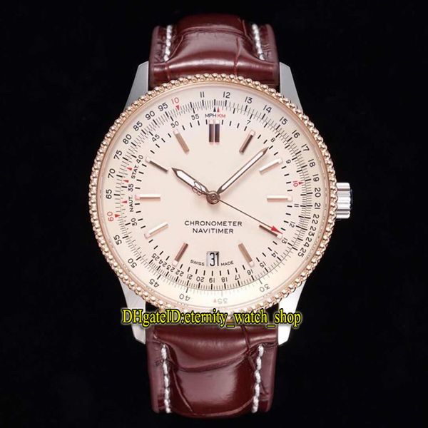

tf top версия 1 41mm u17326211g1p1 белый циферблат eta a2824 автоматические механические мужские часы 904l сталь 18krose золото безель кожа, Slivery;brown
