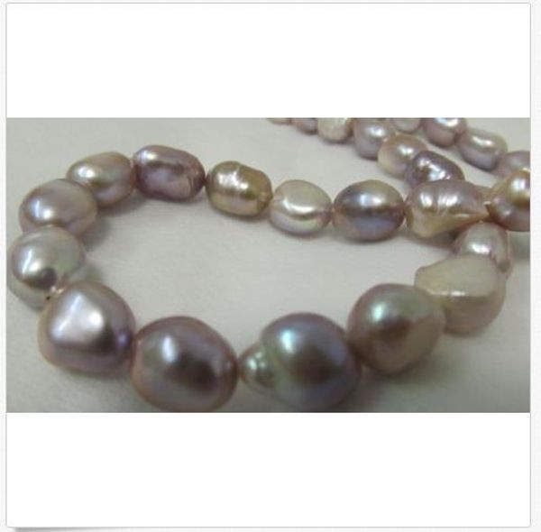 

2019 19"10-12mm huge south sea pink gold lavender multicolor pearl necklace 14k, Silver