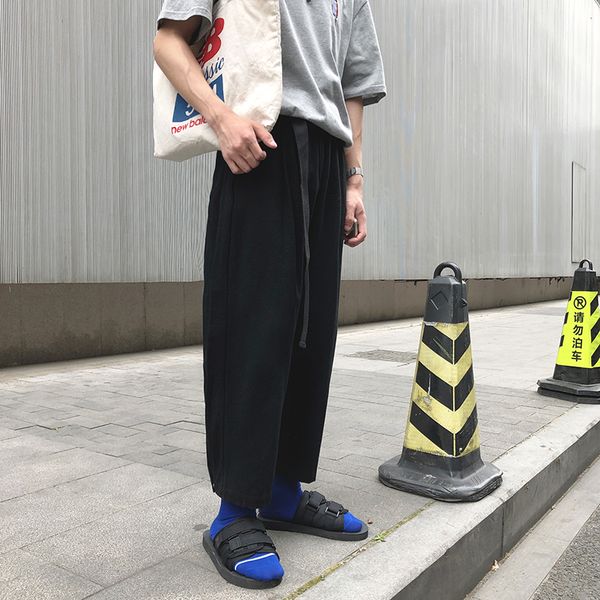 

2020 spring and autumn new youth popular solid color cotton linen cropped pants fashion casual wild loose harem pants s-xl, Black
