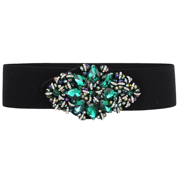 

black elastic waist belt with diamonds big stretches all match for dresses blouses skirt female 2020 women fashion trending, Black;brown